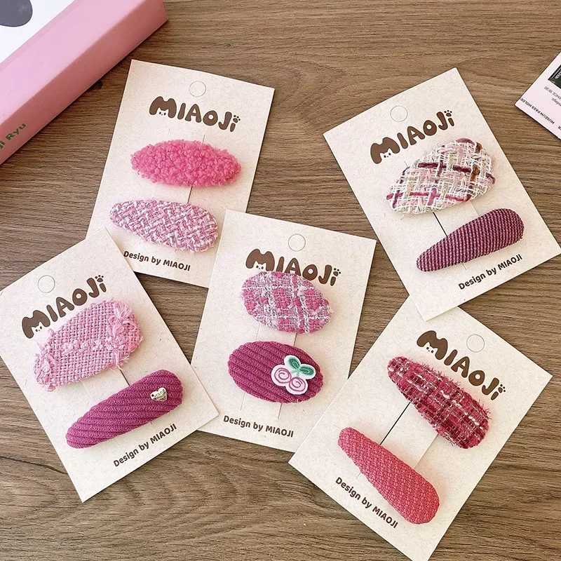2pcs/set kórejský štýl ružové batoľa dievča klip klip vlasy pre dievčatko krásne jeseň zimné deti dievčenské doplnky pokrývky hlavy
