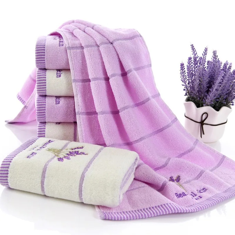 2pcs/set levanduľový fazetyel vysoko kvalitný 100% bavlna absorbujúci antibakteriálny mäkký pohodlný vyšívaný ručný uterák