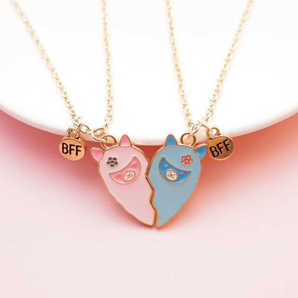 2pcs/set magnetizmus najlepší priatelia Pendant náhrdelník pre ženy mačky milenka zlomené srdce reťazec klenba BFF