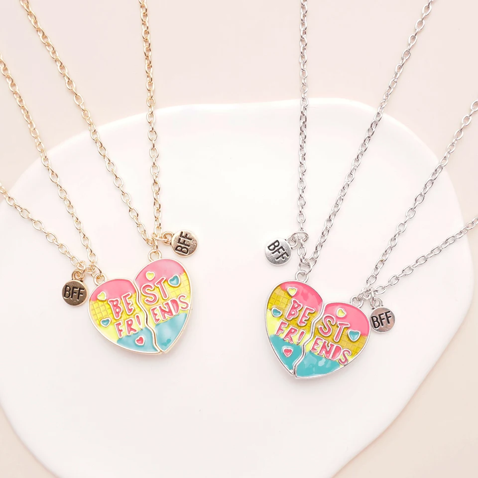 2pcs/set najlepších priateľov cukrovinky zafarbené srdcom Magnetický zostrihový prívesok Náhrdelník pre BFFS a páry Party šperky Darček