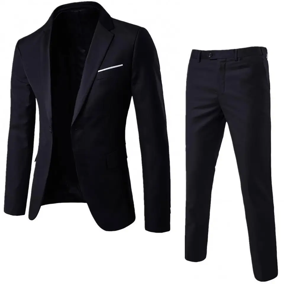 2pcs/set plus muži módne módna farba s dlhým rukávom klopa štíhle gombíky Oblek Svadobná sada Vintage Classic Muž Traje