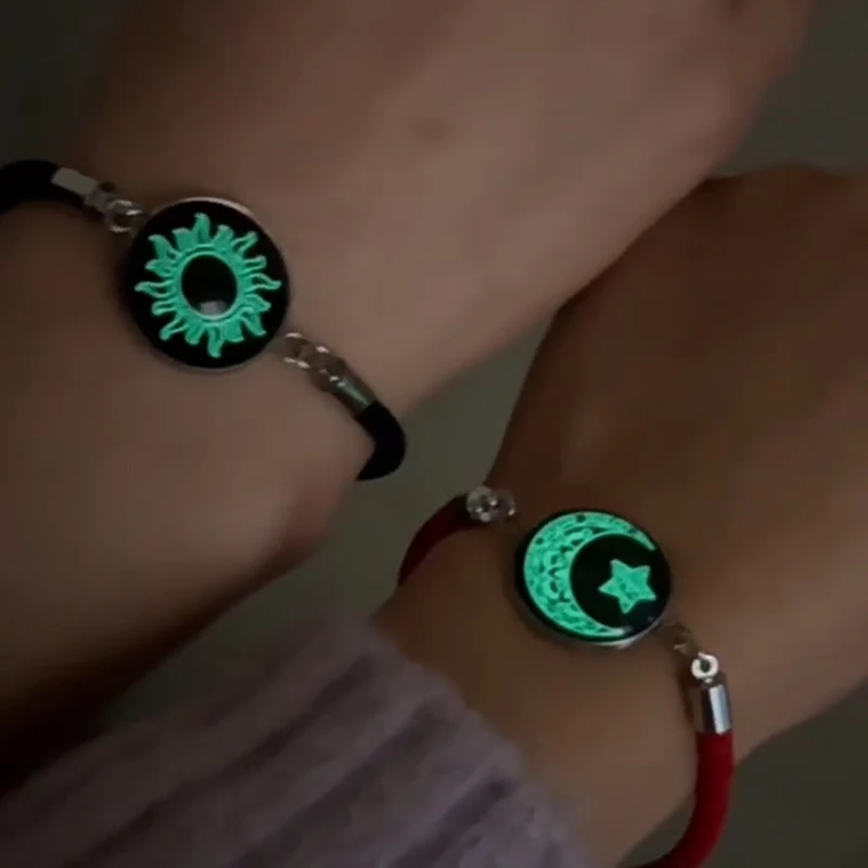 2pcs/set Romantum Luminous Sun Moon Pár náramky pre ženy ručne vyrábaný milenec lana Milečník zodpovedajúci darčekom na náramok