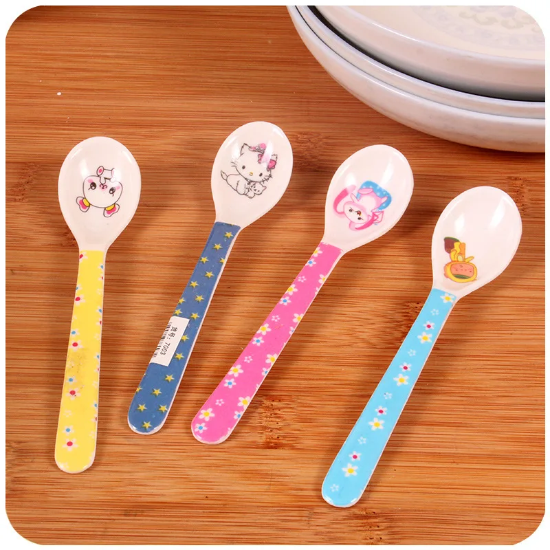 2pcs/set roztomilé tlačené karikatúry detské deti kŕmenie lyžice vysokej kvality melamine detská lyžica prípojok