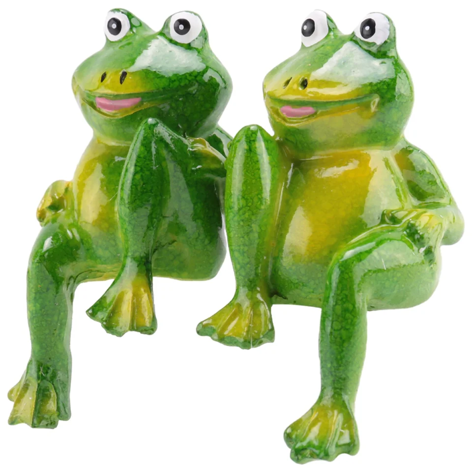 2pcs/set roztomilé živicové sedenie žaby socha vonkajší záhradný obchod dekoratívne žaba socha pre domáci stôl záhradný dekor ornament S2