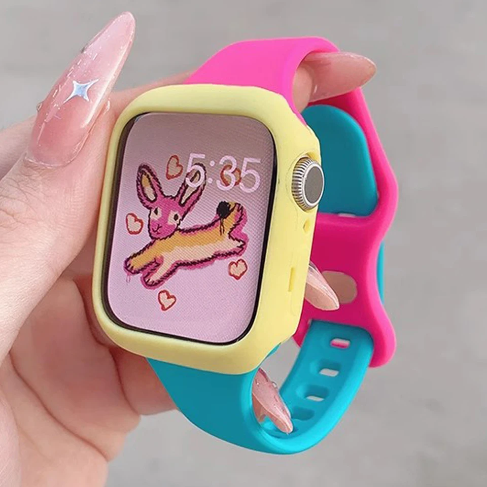 2pcs/set Silikone Small pás hodiniek a puzdro pre chrániče Apple Watch 38/40/41/42/44/45/49 mm, ultra/SE/9/8/7/6/5/4/3/2