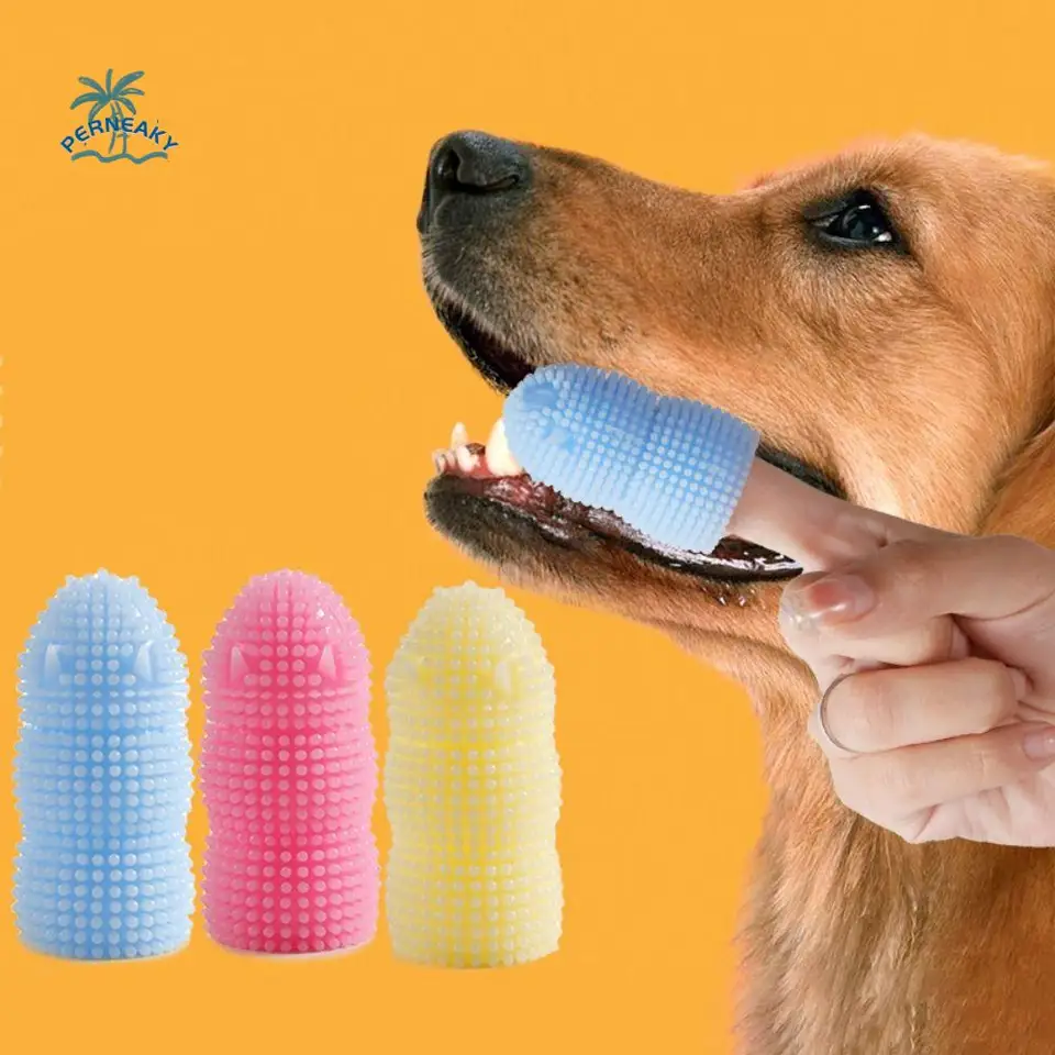 2pcs/set Soft Dog Finger zubná kefka Profesionálne TPR Pet Finger Cots Cots Bethry odolný