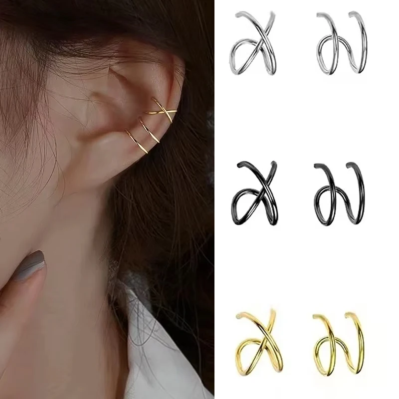2pcs/set z nehrdzavejúcej ocele Sponky pre ženy jednoduché C, ktoré nie je prepichnuté uši spona na uši spona Trend Darček šperky