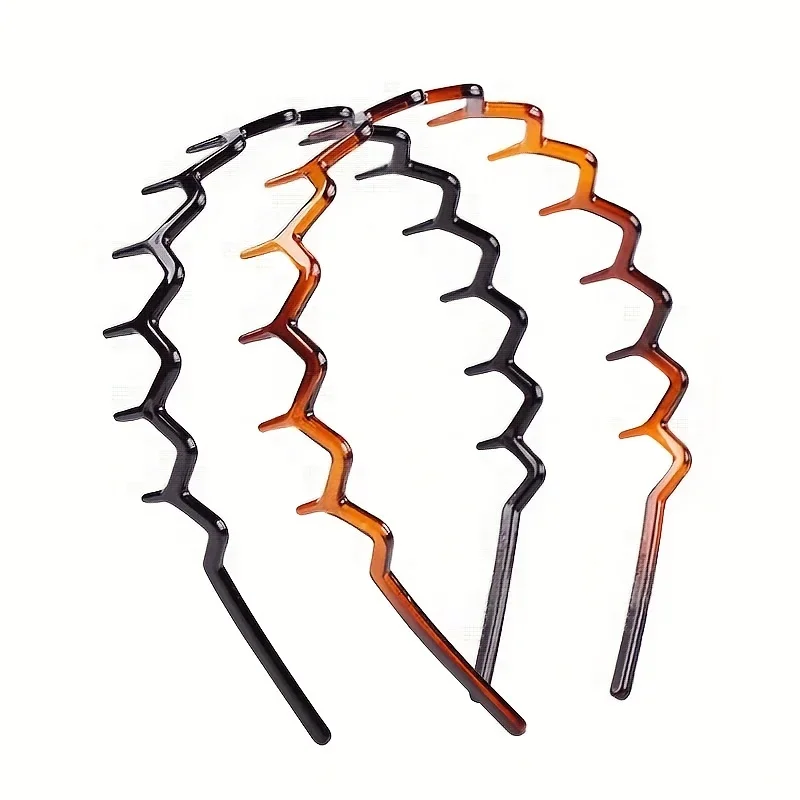 2pcs/set čierne jantárové vlasové obruče Wave Wave Non-Slip Headband Hairbands Resin Plastová čelenka pre dámske umývanie vlasových doplnkov