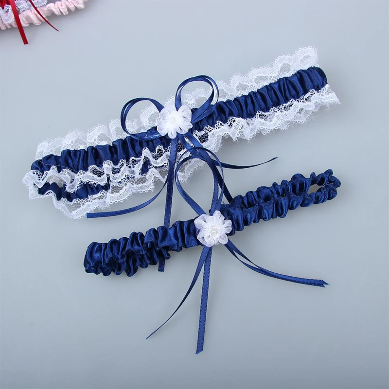 2pcs sexy ženy dievčatá Svadobný podväzok opasok nevesta Cosplay Party príslušenstvo Bowknot kvetina čipka elastický prsteň na nohy