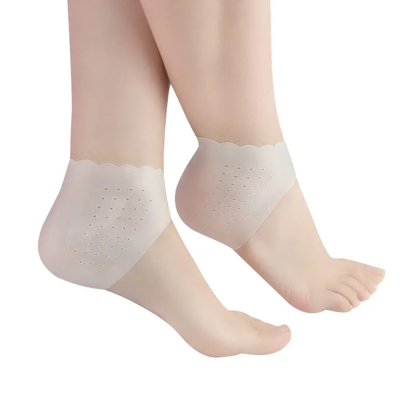 2pcs Silikónové nohy Ponechové ponožky zvlhčujúce gélové päty tenké ponožky s otvorom prasknuté chrániče starostlivosti o pleť chránené chrániče päty päty