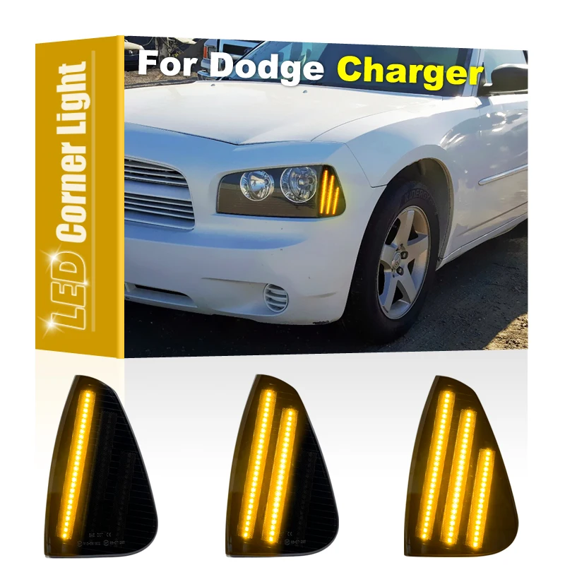 2pcs Smoked šošovky LED rohová lampa prednej strany Dynamický sekvenčný zákrutový signál jantárové svetlá pre Dodge Charger SRT8/SXT/SE 2006-2010