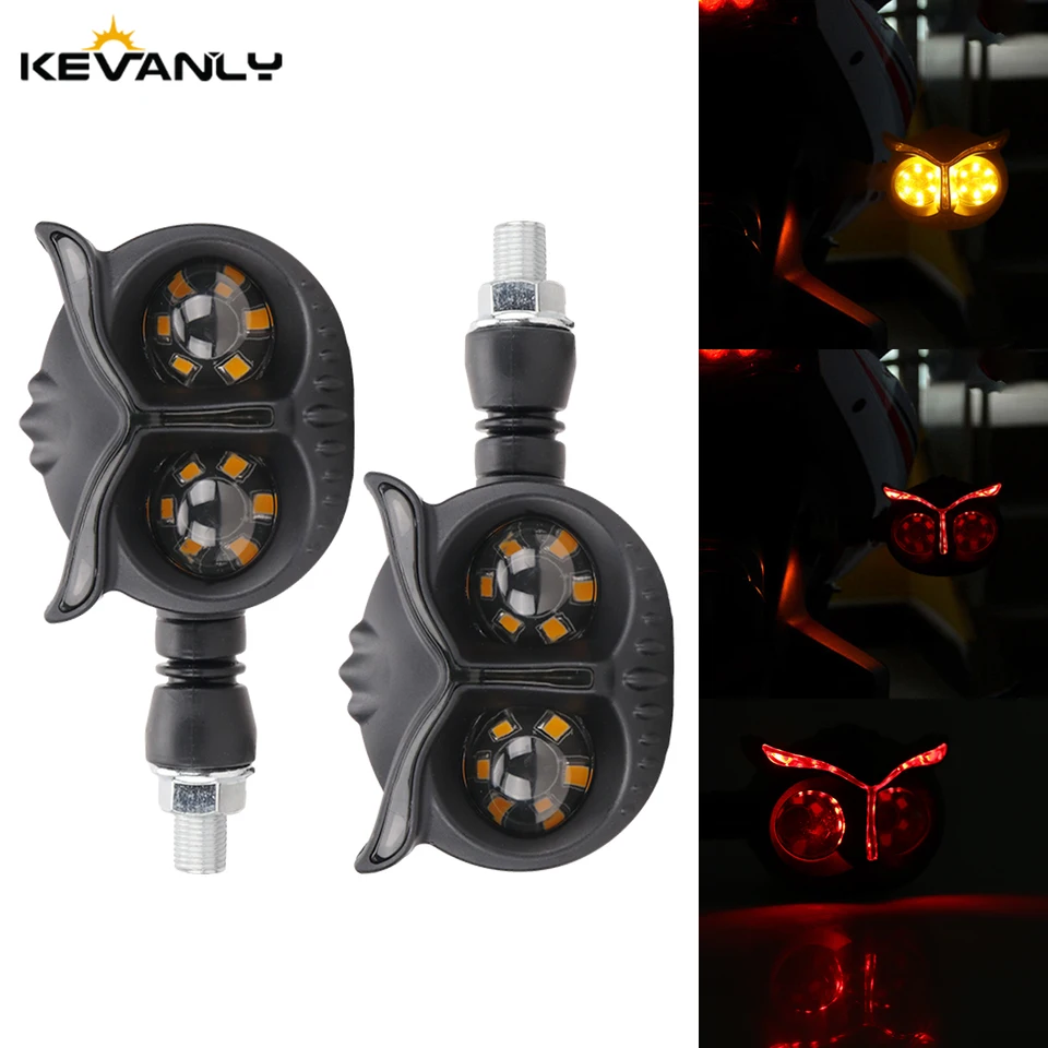 2pcs sovy v štýle motocyklového svetlometu otočenie Signály Svetlo Dvojfarebná motocykel Hnacím svetlom svetlometu Moto predné/zadné svetlo