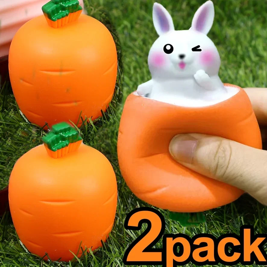 2pcs Squishy mrkva králičie vytlačte teleskopické hračky detské detské reďkovky králičie pohár Pinch Hudobná hračka Creative Stres Relief Darček