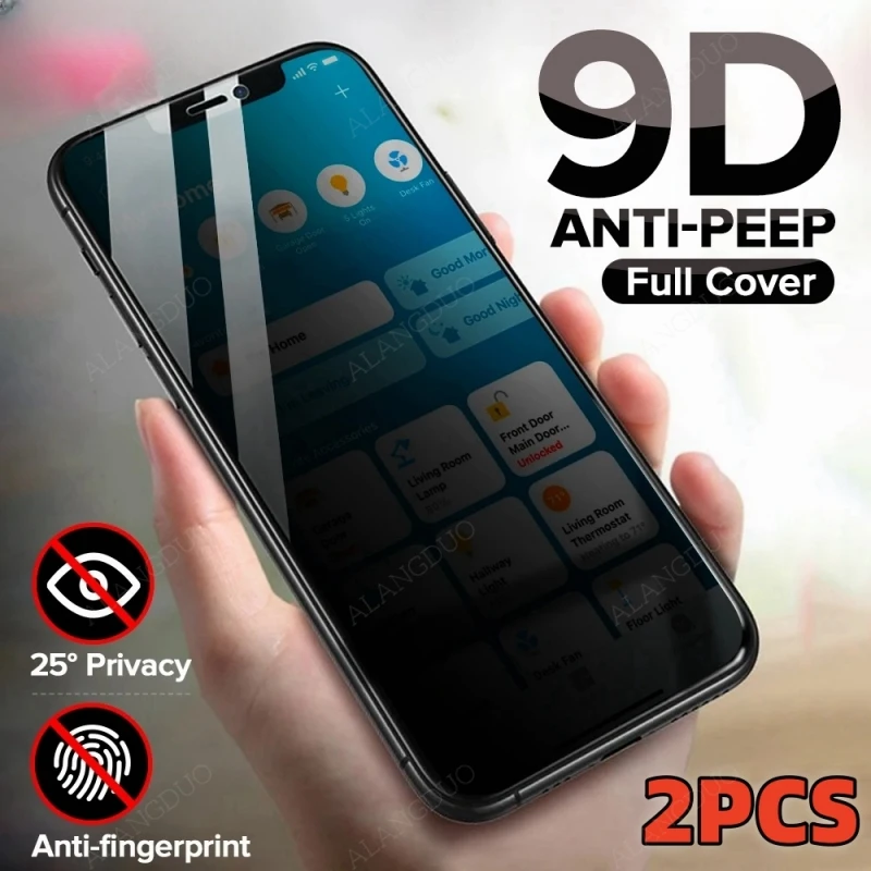 2pcs súkromné ​​temperované sklo pre iPhone 15 Pro Max. Plné krytiek obrazovky pre 16 15 14 13 12 11 8