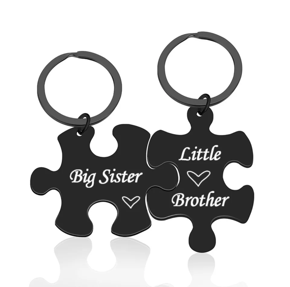 2pcs súrodenec Keychain Brother Sister Keychain prívesok kovová rodina súrodenecká puzzle kľúče kľúče kľúče