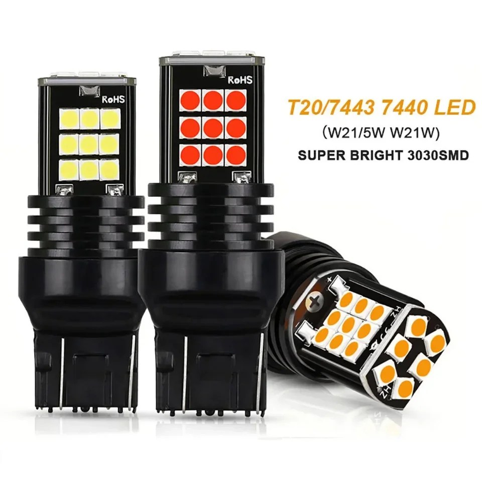 2pcs T20 7334 LED brzdové svetlo reverzná žiarovka pre univerzálne auto 7440 W21W W21/5W Amber Red Red Light 12V