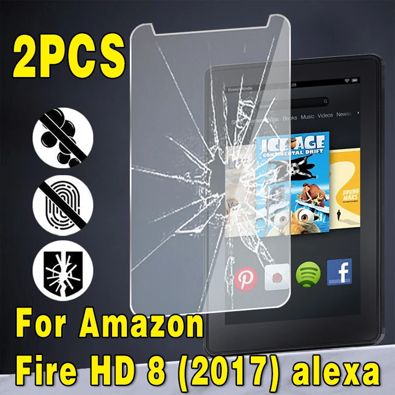 2pcs temperované sklo pre Fire HD 8 (2017) Alexa 9H výbuch Proof Anti-prsteň