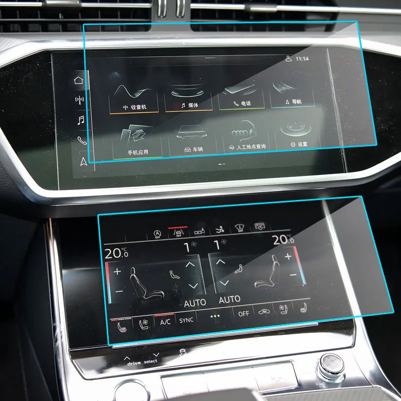 2pcs temperovaný sklenený film pre Audi A6 A7 2019 2020 2020 CAR GPS navigačnú obrazovku Automatické interiérové ​​obrazovky chránia príslušenstvo