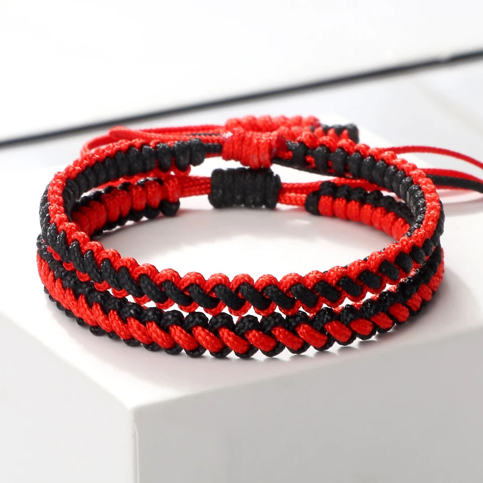 2pcs tibetské budhistické náramky Multicolor lana retiazka pletená šťastná niť ručne vyrobená náramok uzol a náramok pre ženy
