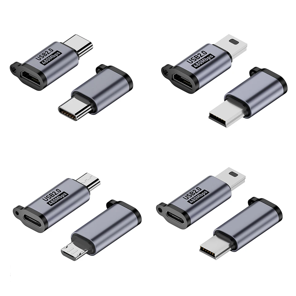 2pcs typ C Žena na mikro USB/Mini USB prevodník 480 Mbps Micro USB Žena na mini USB mužský adaptér 18W pre telefón/tablet/PC