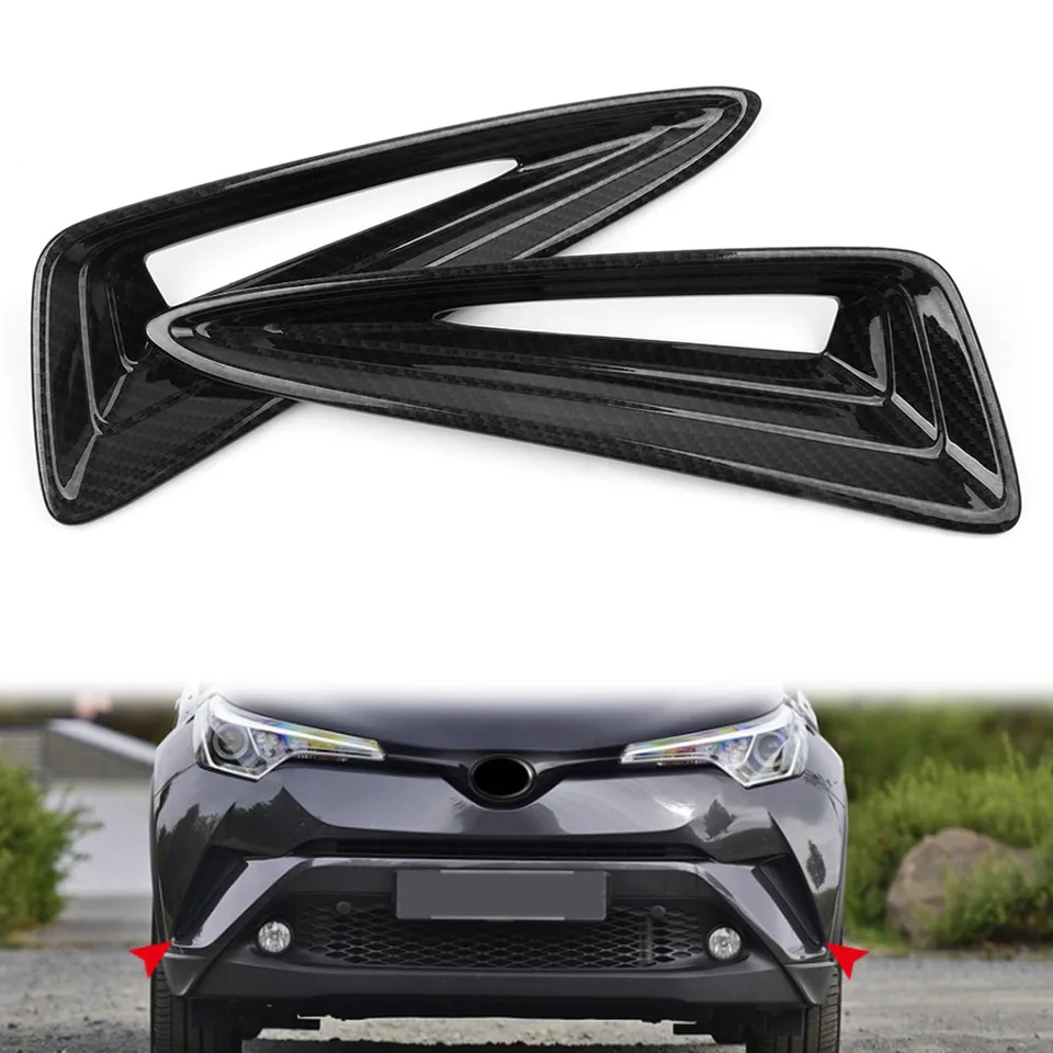 2pcs uhlíkové vlákno Ab auto predná hmlová hmlová lampa Light Air Cover Cover Lorking Tress pre Toyota Chr 2016 2017 2018 / C-HR 16 17 18