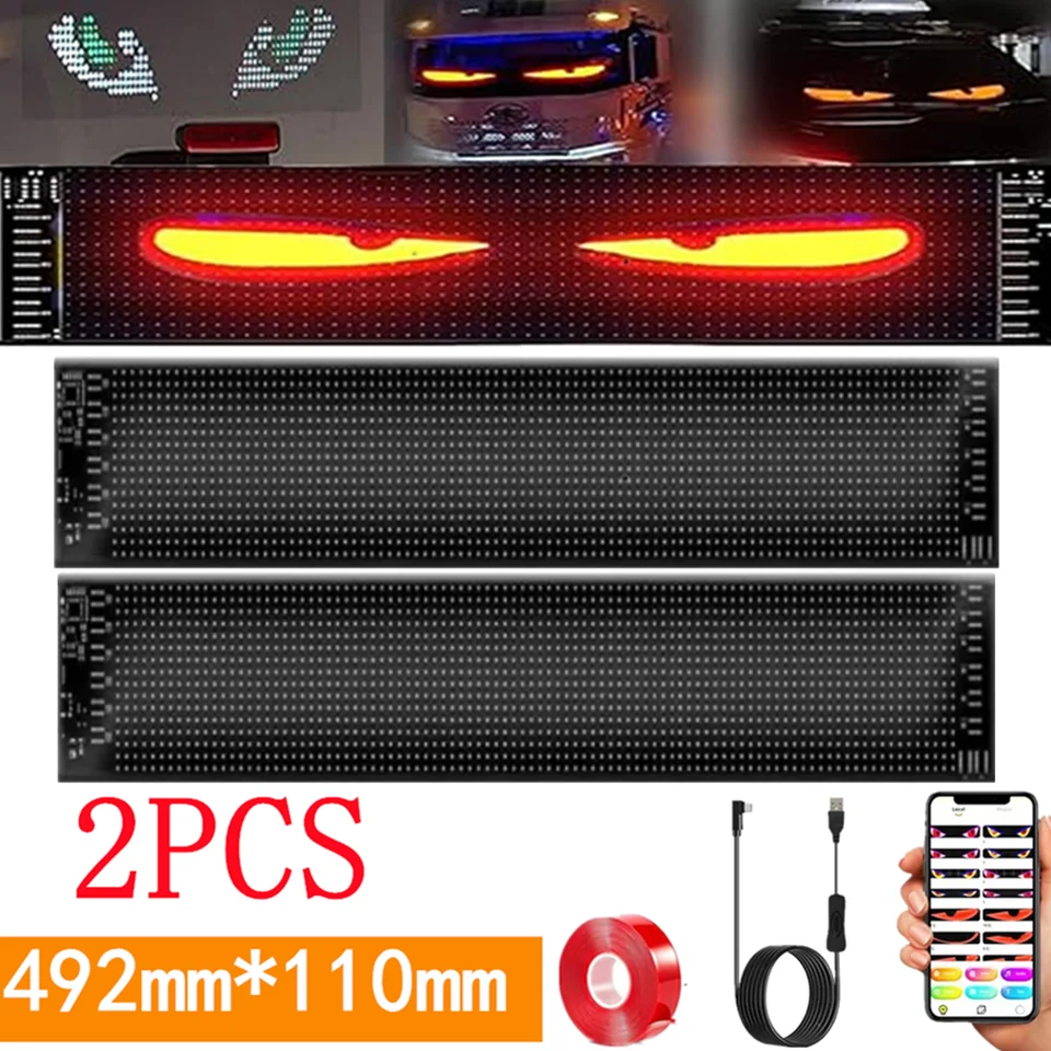 2pcs ultra tenká flexibilná matica animované LED oči sklo čelo sklo inteligentné diabolské oči svetlo pre nákladné autá Svetlá Obchod s LED obrazovkou