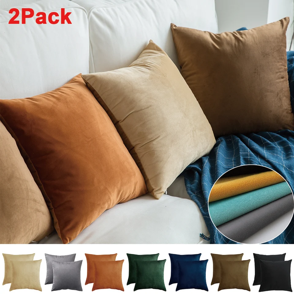 2pcs Velvet vankúše kryty 45x45cm štvorcový vankúš pokrýva mäkký plyšový vankúš vankúš v obývacej izbe Spál