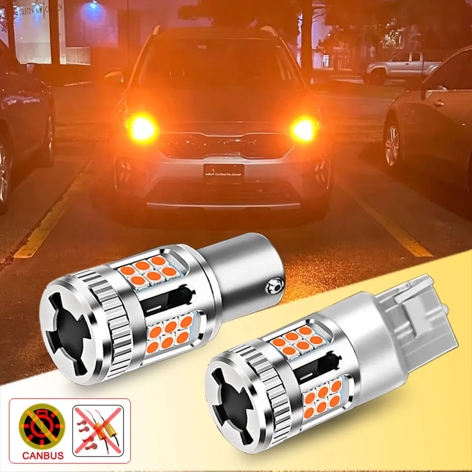 2PCS ventilátorové štýly AMBER CANBUS Free LED Turb Signál žiarovka PY21W BAU15S/1156 BA15S P21W/T20 7440 WY21W Anti blikanie