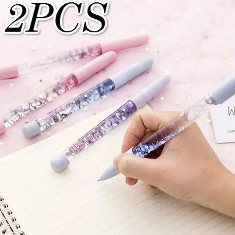 2pcs viacfarebné 0,5 mm guľôčkové pero drift piesk s pieskami trblietky krištáľové perá kreatívne plastické písanie detské darčeky školské kancelárske potreby