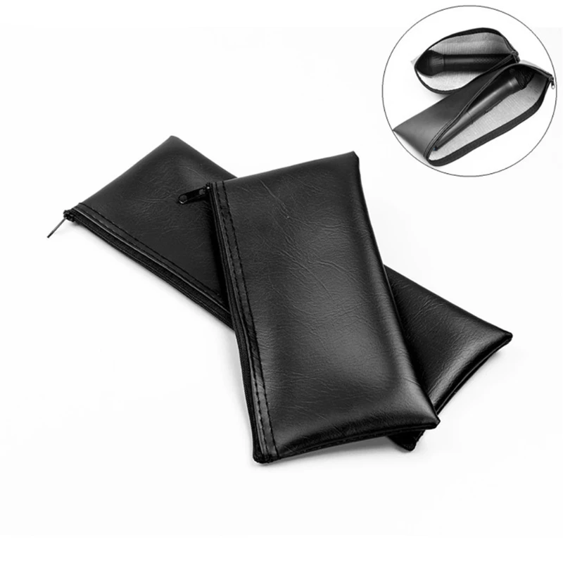 2pcs vrecká vrecko vrecko na zips zips s koženým úložným držiakom Organizátor Príslušenstvo pre -shure Wireless Microfone