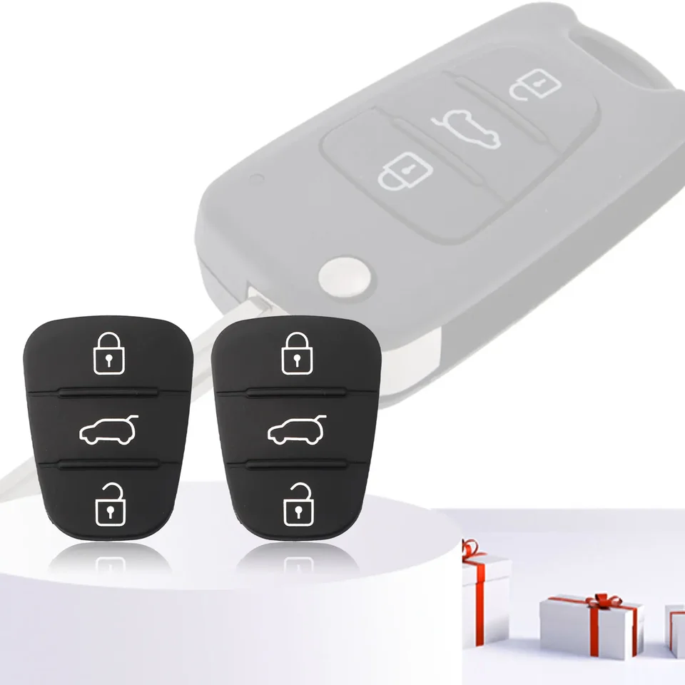 2pcs vzdialené auto 3 tlačidlá Key Shell Fobs puzdro gumová podložka čierna pre Hyundai i10/i20/i30