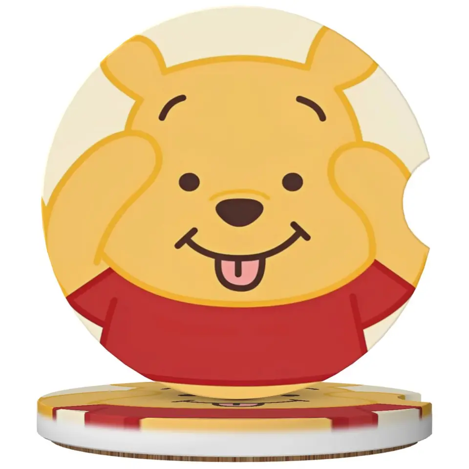 2pcs Winnie the Pú Car Cup Coaste Universal Auto Winnie the Pooh Cup Držiteľ zabudovaný do ozdobných keramickej dráhy