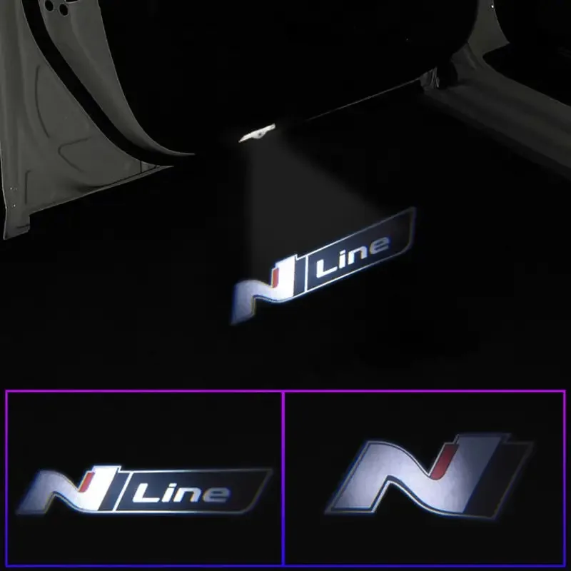 2pcs Wireless Embblem Emblem Svetlo auta Luces Luces Accessorie Projector pre Hyundai n Logo Logo Veloster Kona Elantra i30 i20 Sonata