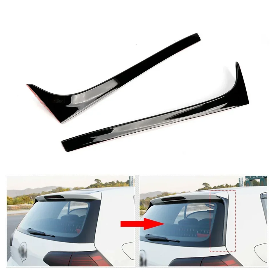 2PCS Zadné okenné spojlery Bočné krídlo Čierna pre golf 7 7,5 MK7 MK7.5 2014-2018 38,5 x 9,4 cm ABS Plastové kryty plastových automobilov