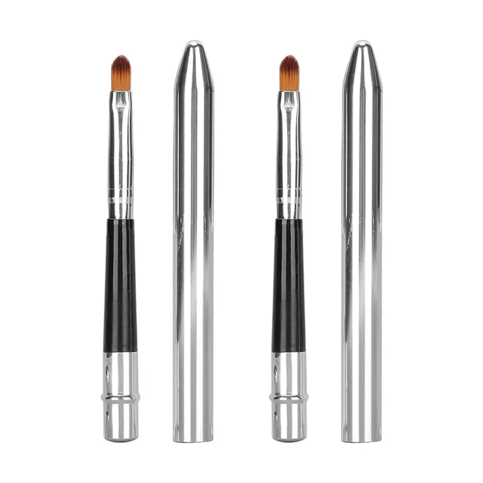 2PCS zasunuteľná kefka na lesk na pery - ergonomický dizajn, hliníková trubica Easy Clean, aplikátor s jednou hlavou