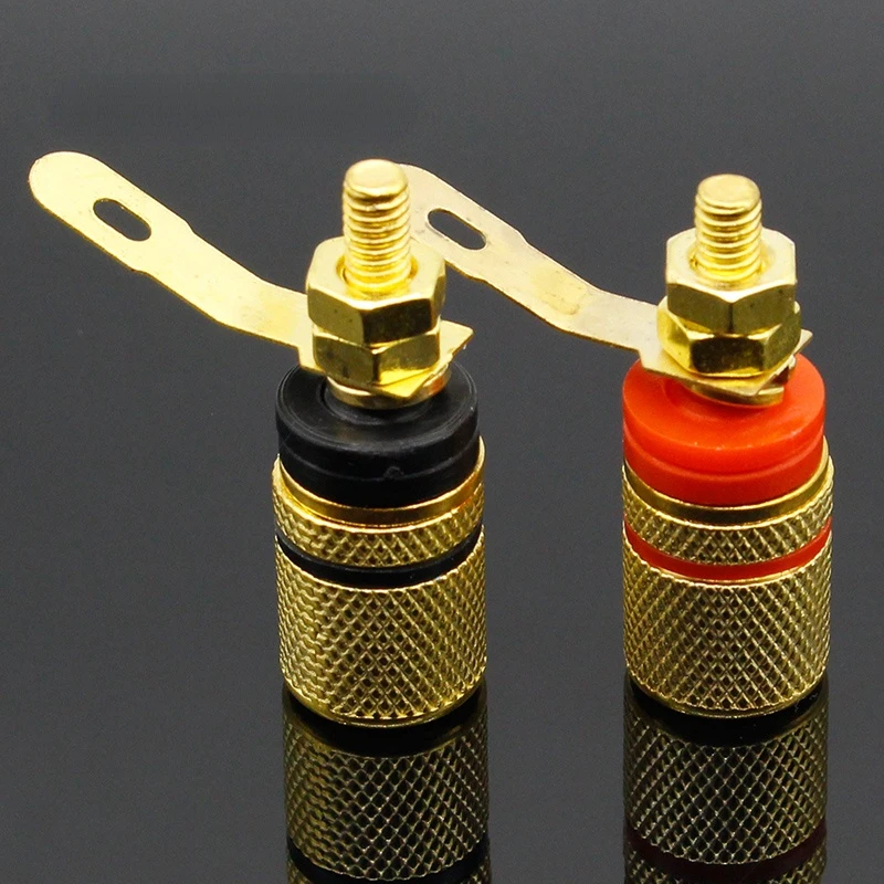 2pcs Zlatý zosilňovač reproduktor Terminál viazaný stĺpik konektora zástrčky banánu vhodný pre 4 mm banánové zátky