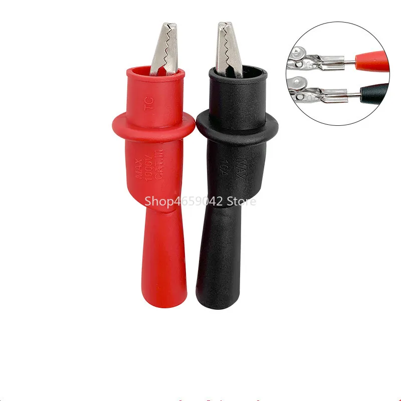 2pcs červená čierna sonda aligátor Clip Elektrický kovový krokodíl Testovacie príslušenstvo pre multimeter 1000 V/10A izoláciu