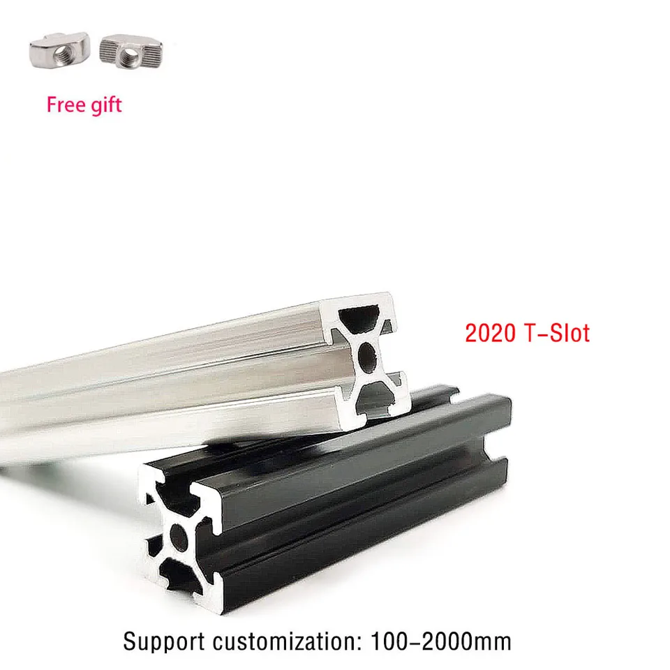 2pcs čierny Silver100-1200 mm 2020 T-slot hliníkové výdavky hliníkového profilu rámcový rám lineárnej koľajnice pre CNC laserový gravírovací stroj
