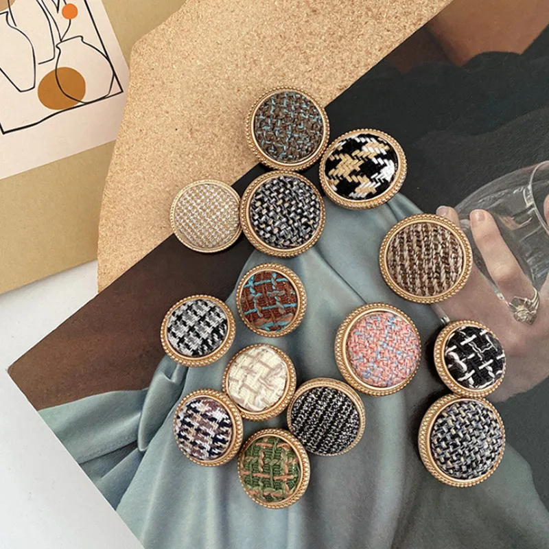 2pcs ／ kovové tlačidlá pokryté šaržou obojstranné houndstooth s kabátom dekorácie materiály oblečenia doplnky YS201013-3