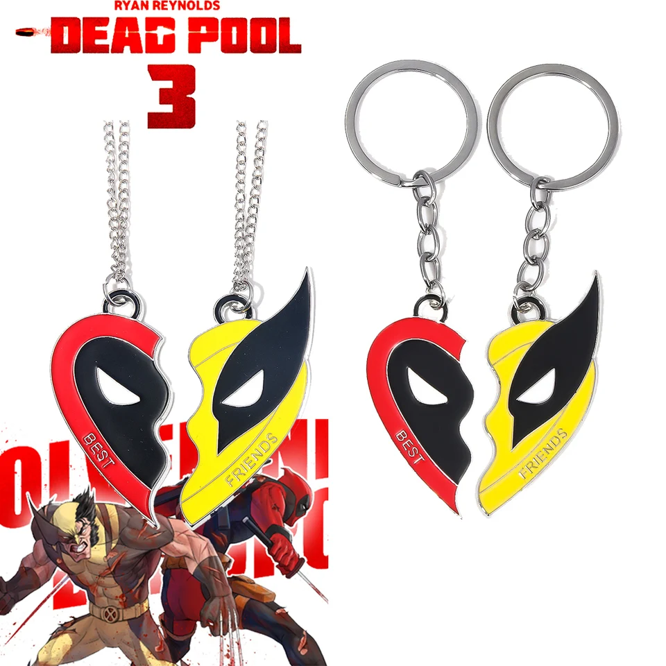 2Pices/Set Deadpool a Wolverine Keychain Náhrdelník
