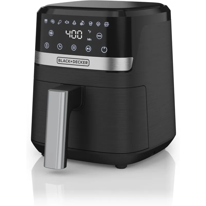 2QT Air Fryer, časovač s automatickým pripomenutím a preskakovaním, LED dotykovými obrazovkami a 9 predvoľbami, 1000 W až 400 F.