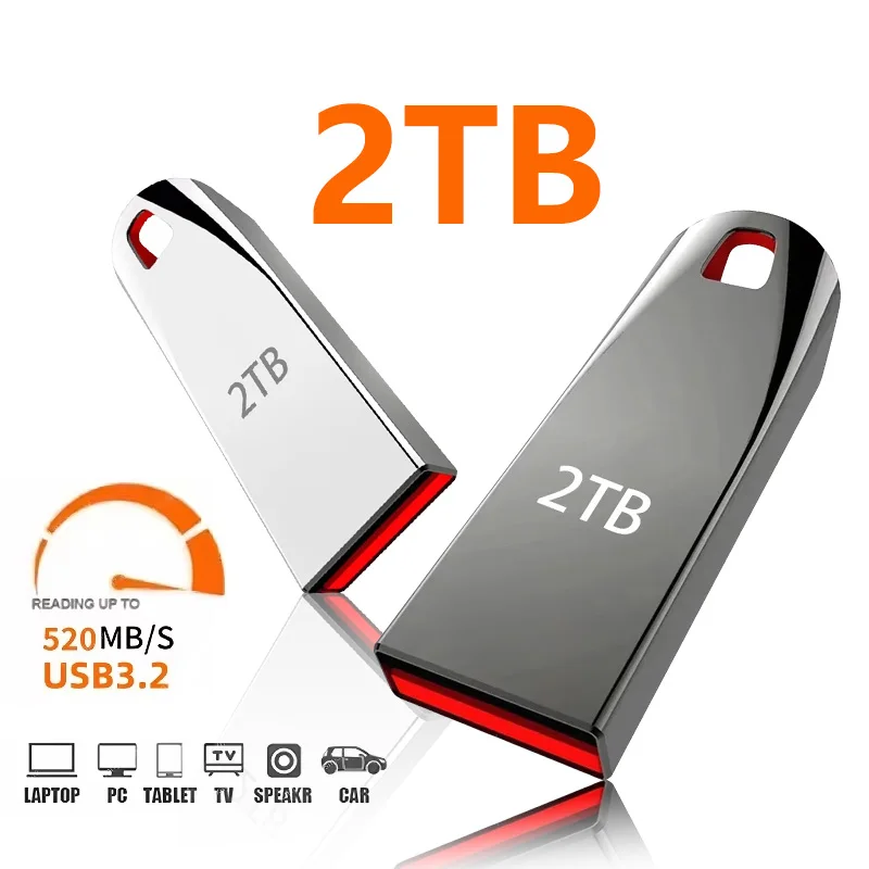 2TB USB 3,0 Metal Flash Drives High Speed ​​Pendrive 1TB 512 GB 256 GB Prenosný USB Drive Witerproof Memoria USB Flash Disk Nový