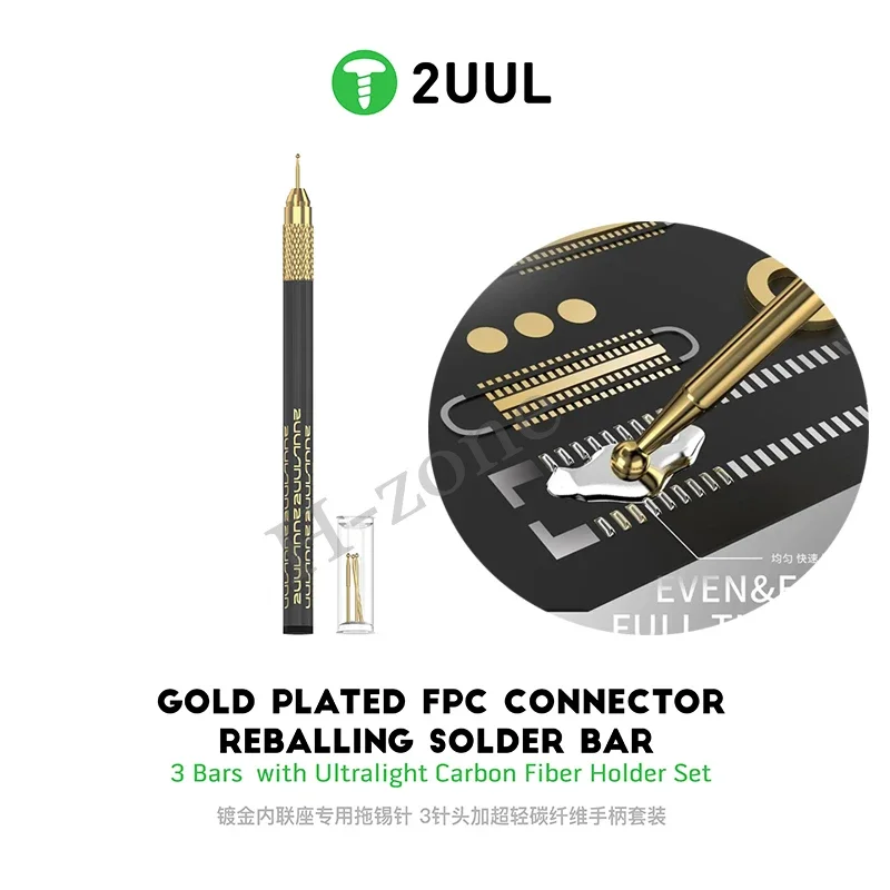 2UUL SC98 Tin Dragging ihla Zlatý konektor FPC REballing Solder s 3 barmi Ultralight Set