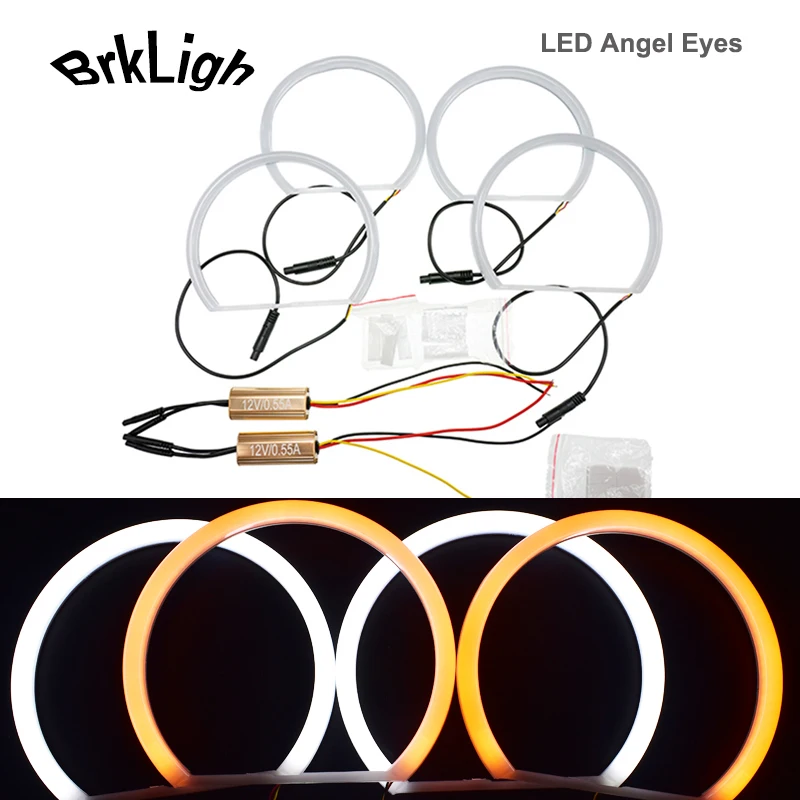 2x (131 mm+146 mm) duálna farba DRL SMD Car Angel Eyes Kit Halo Rings Svetlá pre BMW E46 Sedan Coupe E90 E91 Denné žiarovky