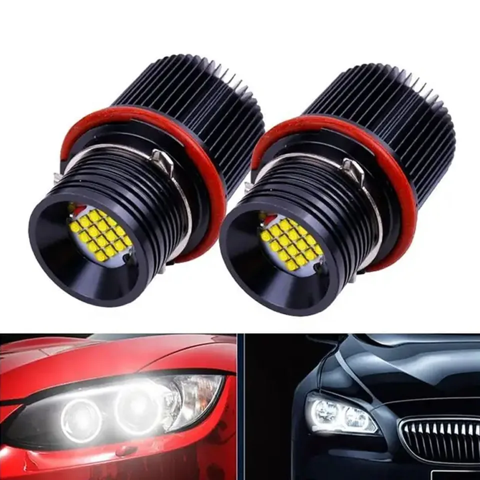 2x 160W pre BMW E39 E53 E60 E61 E64 E65 E66 E87 X3 X5 LED anjel Angel Eye Halo prsteň bočné svetlo White LED žiarovka svetlomet.