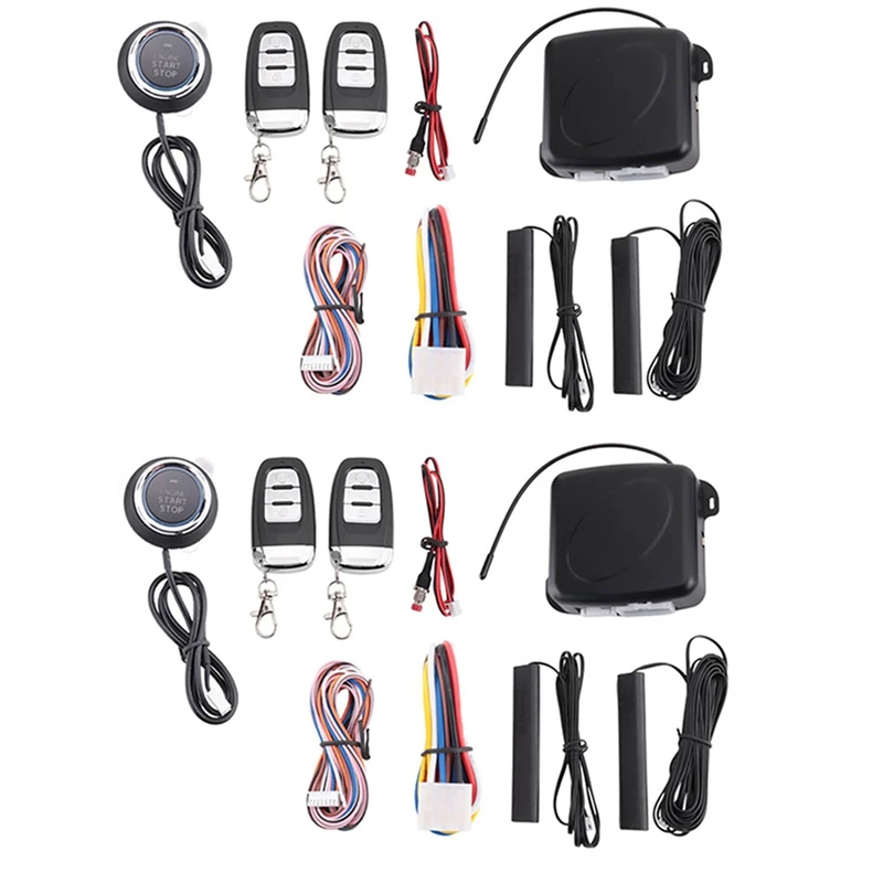 2x auto SUV PKE PKEless Entry Enad Motor Štart Alarm System Stlačte tlačidlo Štart Systém diaľkového štartéra Stop