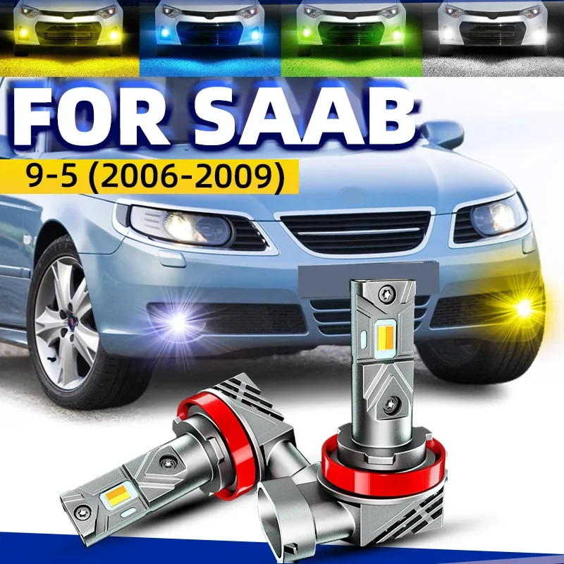 2x autá LED predné hmlové svetlá Žiarovky Duálne farby Switchback Biela žltá pre Saab 9-5 2006 2007 2008 2009 Ice Blue Green 12v Canbus