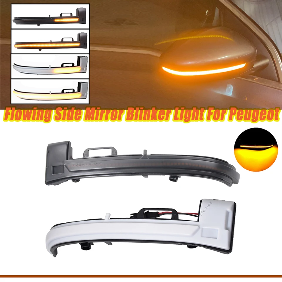 2x dynamické zrkadlo Dynamic Mirror Blinker Svetl Signal Light Amber Light pre Peugeot 308 2013-2019