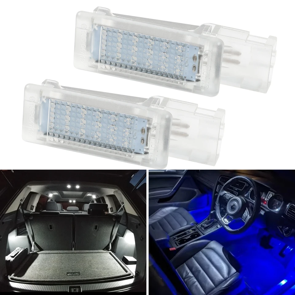 2x Footwell Light batožina s láskavým dovolením pre dvere pre VW Jetta Golf Scirocco Touareg Passat Skot Sharan Polo White Blue Chyba zadarmo