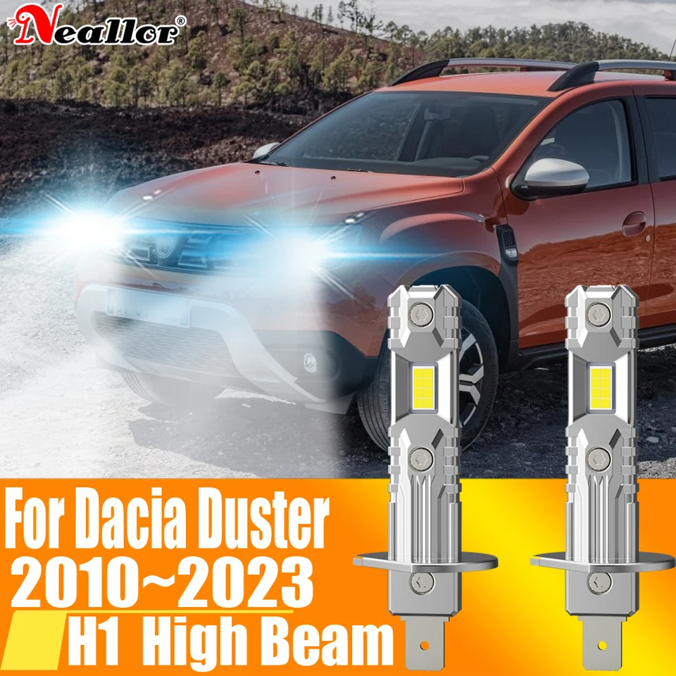 2x H1 LED svetlo Canbus žiarovka Svetlomet Vysoko výkonná automatická hmlová dióda Moto jazdná lampa 12V 55 W pre Dacia Duster 2010 ~ 2024